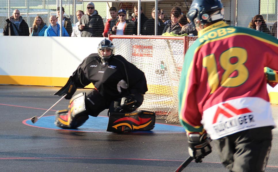 ball hockey goalie sliding